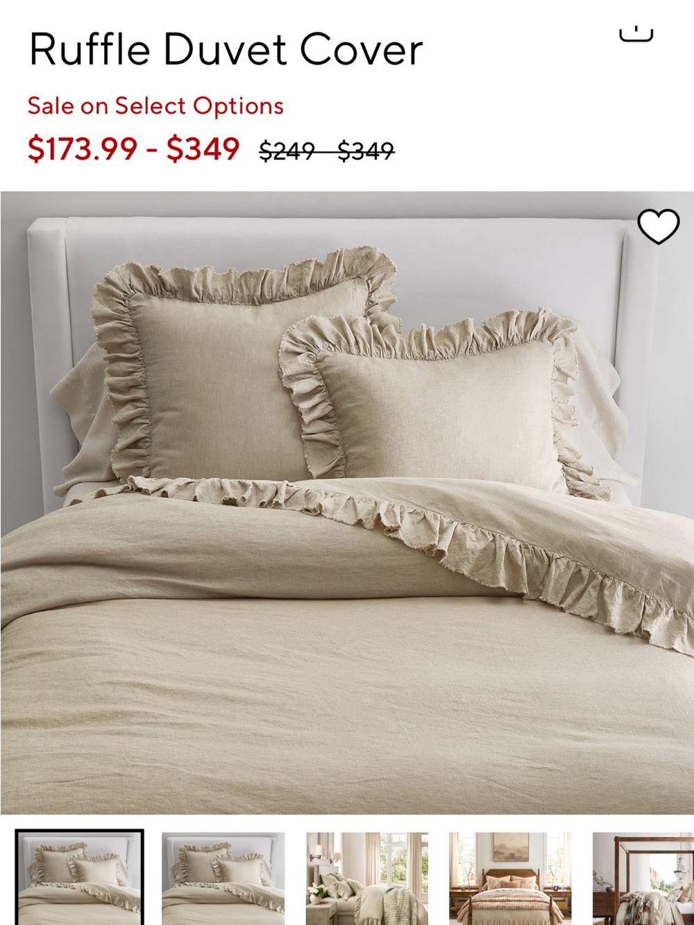 Ruffle Duvet Cover in Beige - Soft Ruffled Bedding